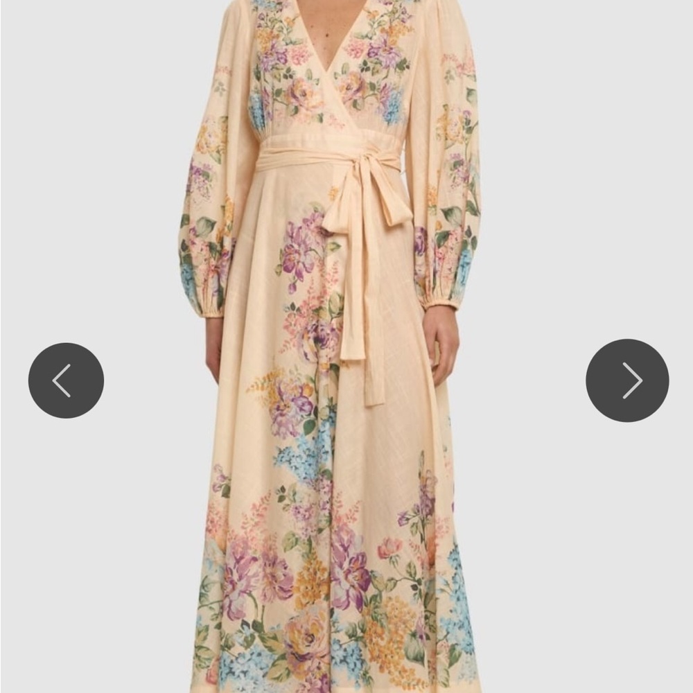 Zimmermann Halliday Midi Wrap Floral Long Sleeve Dress